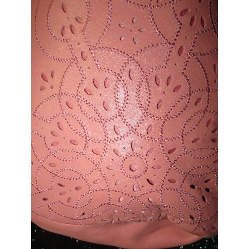 Coach 2012 Ashley Pink Leather Laser Cut Eyelet Triple Compartment Hobo Bag - Picture 12 of 14